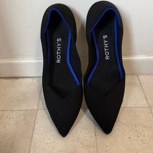 Rothy's Elegant Black Flats with Blue Trim